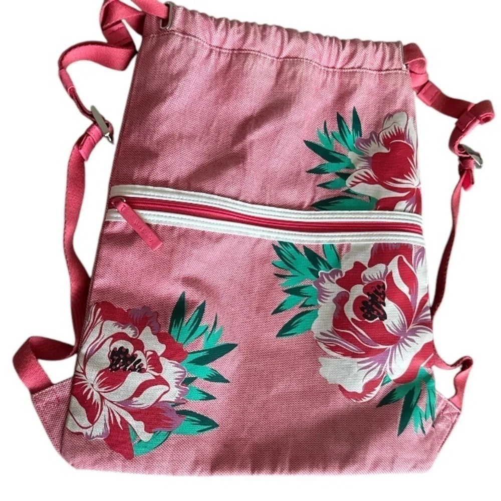 Vera Bradley drawstring bag Floral Pink cinch sack Backpack